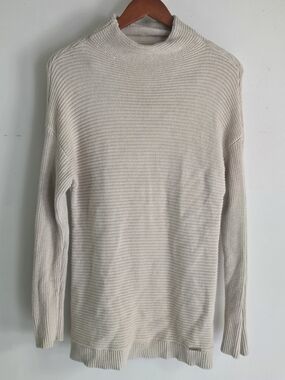 Men's Cream Ribbed Knit Sweater